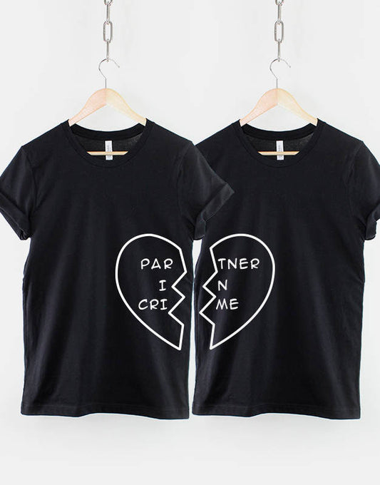 Best Friend Shirts - Best Friend Shirt -  Best Friend Gift - Best Friends tshirts - 2 x Partner In Crime Heart T-Shirt - Twin Pack