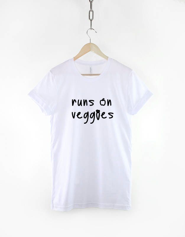 Vegan T-shirt - Runs On Veggies Tshirt - Vegetarian Food T Shirt