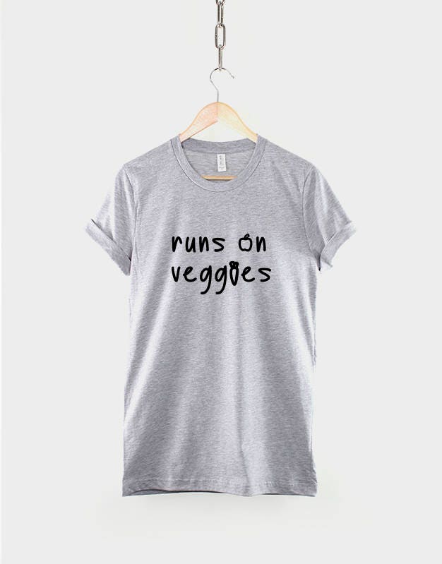 Vegan T-shirt - Runs On Veggies Tshirt - Vegetarian Food T Shirt