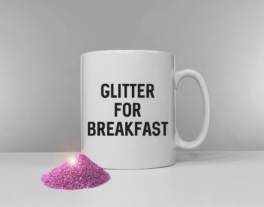 Womens Gift Glitter For Breakfast Coffee Mug - Makeup Coffee Cup - Girls Gift - Makeup Gift - Makeup Artist