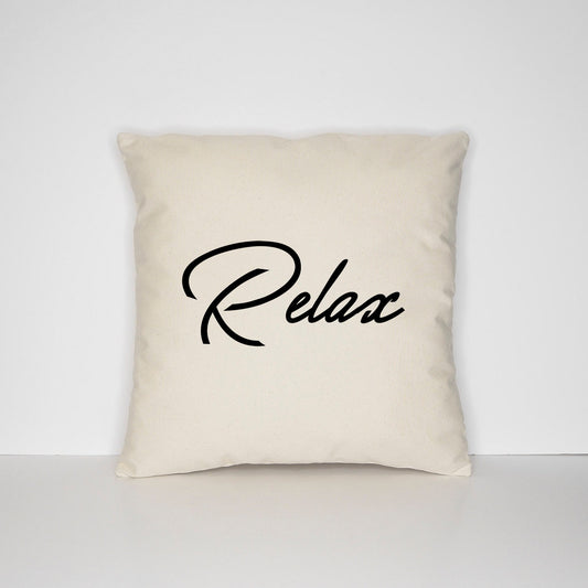 Relax Typography Print Pillow - Zen Housewarming Gift