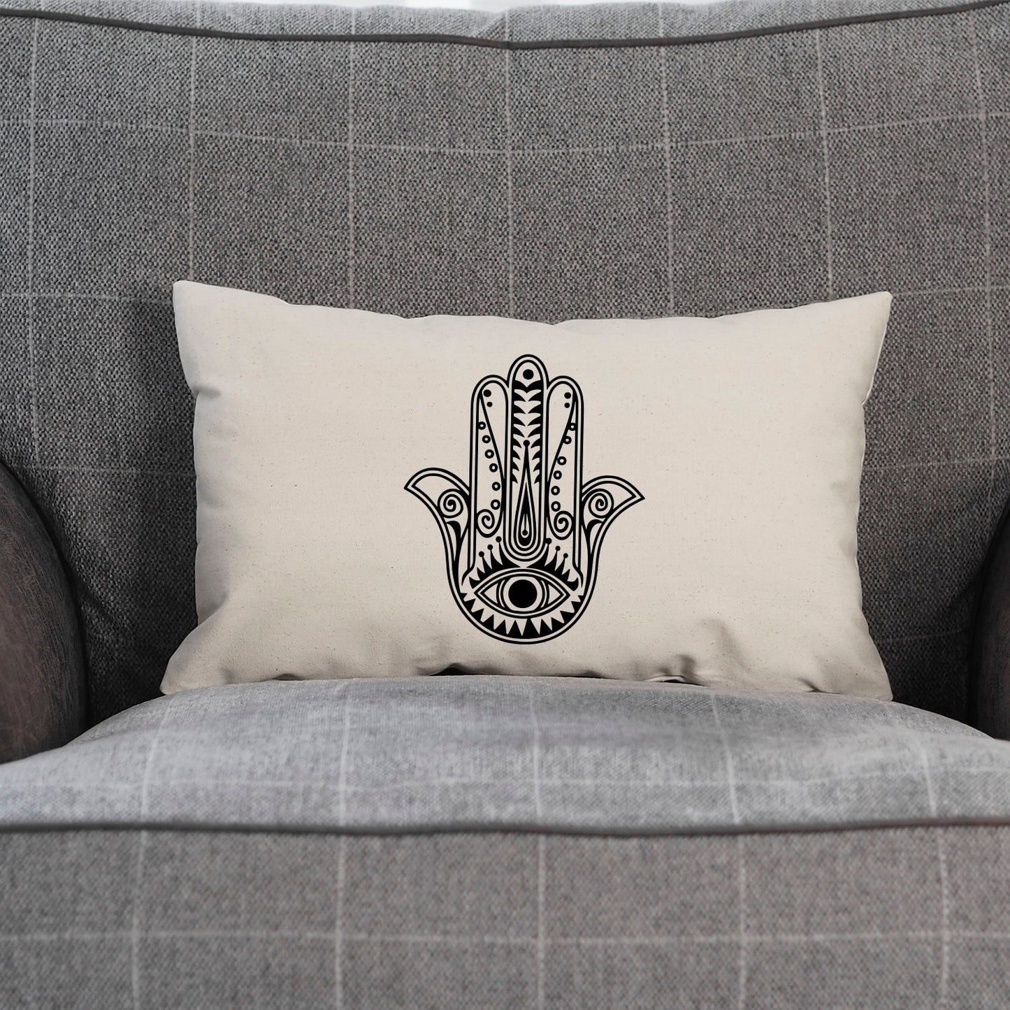 Evil Eye Hamsa Pillow - Fatima Hand Of Hamsa Decor - Hand Of Fatima Cushion