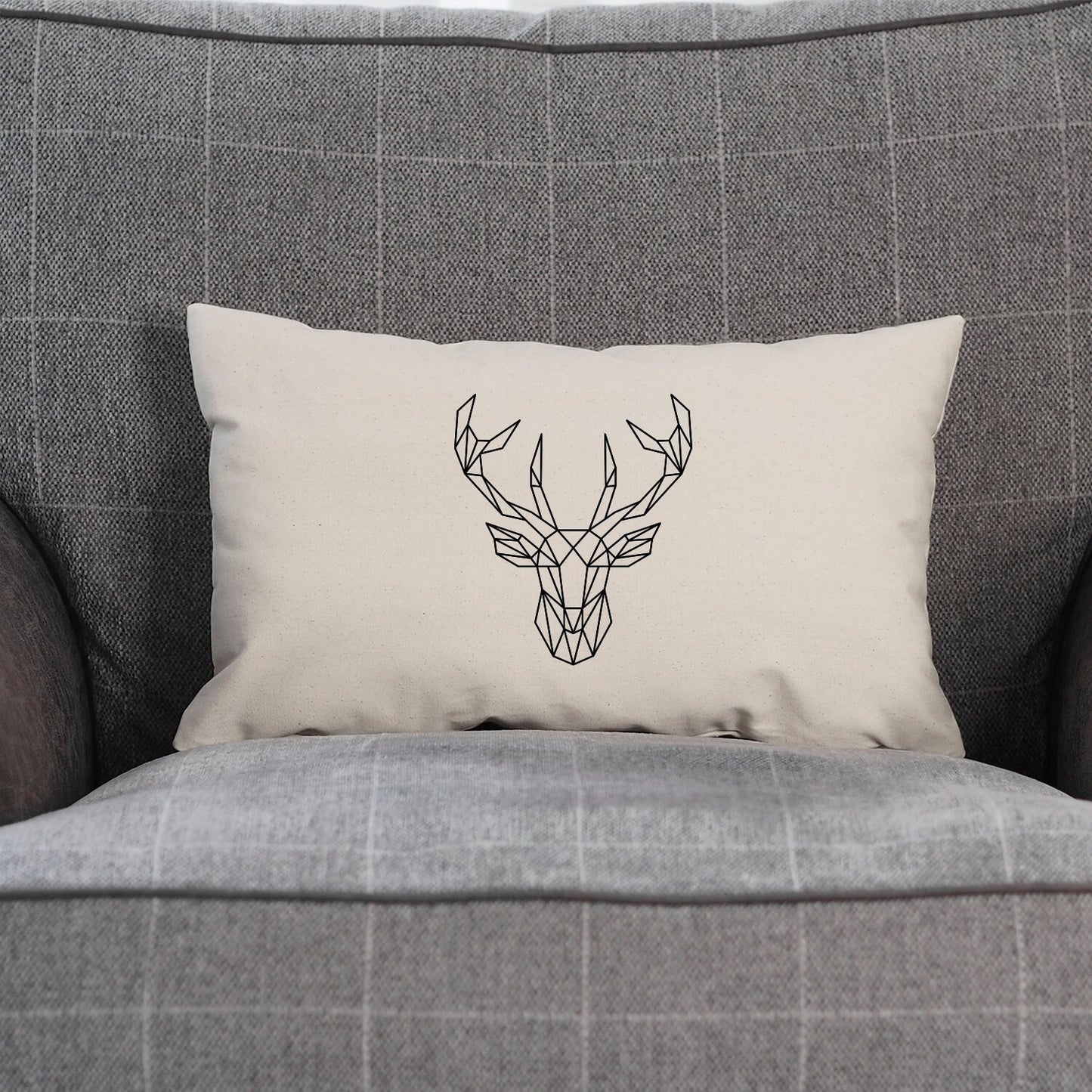 Geometric Deer Head Pillow - Geometric Stag Animal Art Cushion