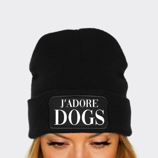 J'adore Dogs - Dog Beanie - I Love Dogs Beanie Hat - Dog Lover Winter Hat - Dog Owner Gift