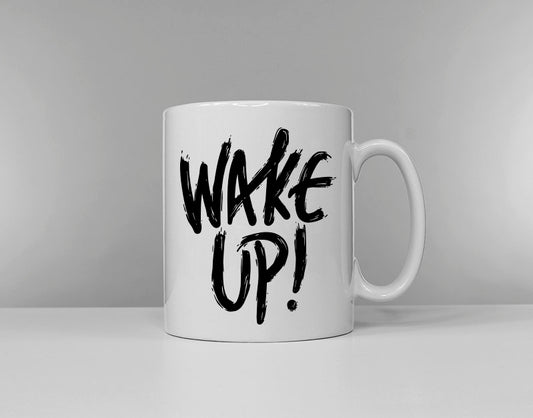 Wake Up Typography Morning Coffee Mug