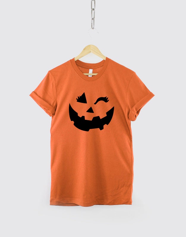 Halloween Girls Winking Pumpkin Face Shirt - Halloween Party Costume T-Shirt