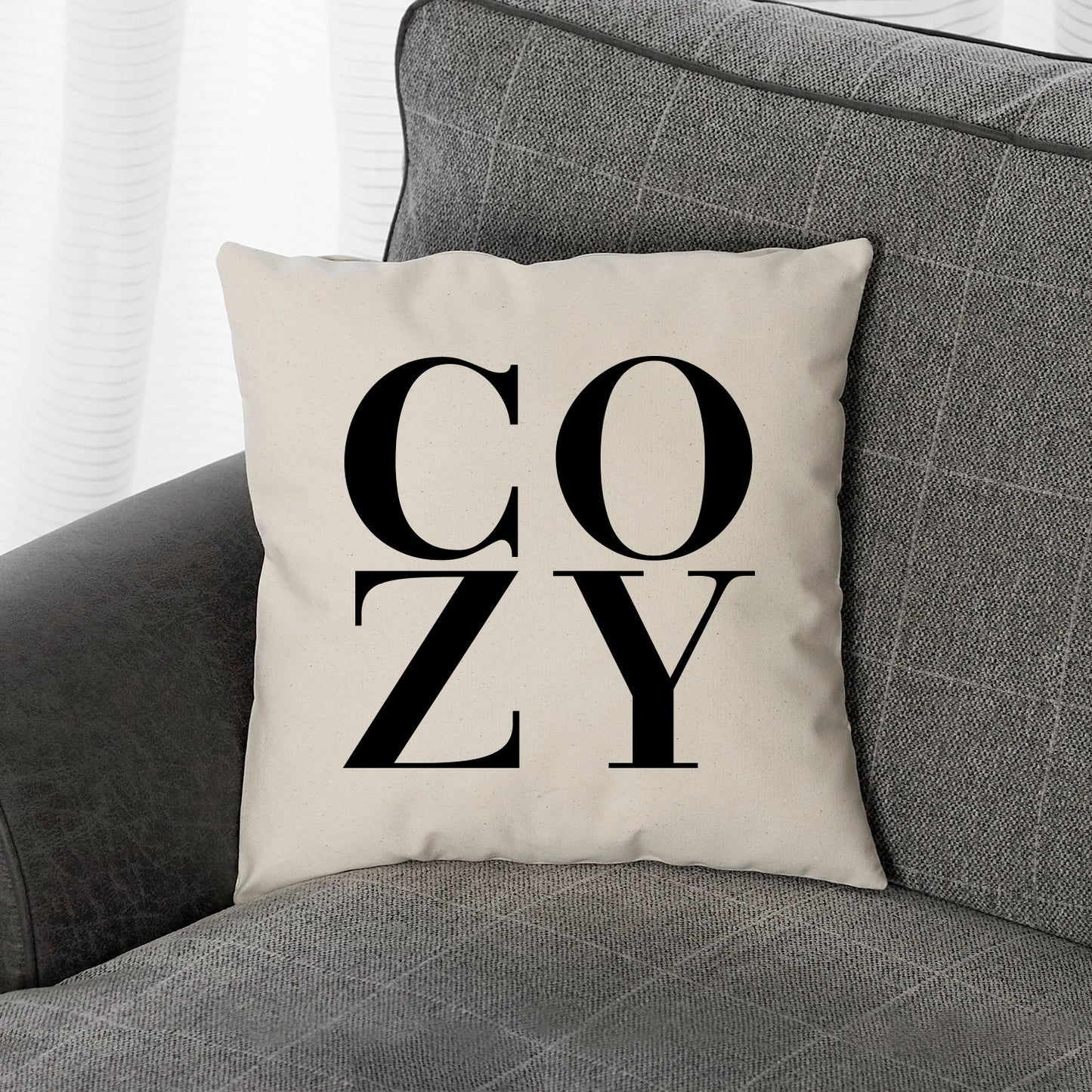 Cozy Autumn Pillow Cover - Typography Print Cushion - Winter Housewarming Gift