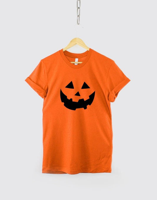 Kids Halloween Pumpkin Face T-Shirt - Childrens Toddler Cute Halloween Trick Or Treat Shirt