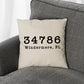 Personalized Zip Code Pillow - Custom Housewarming Gift