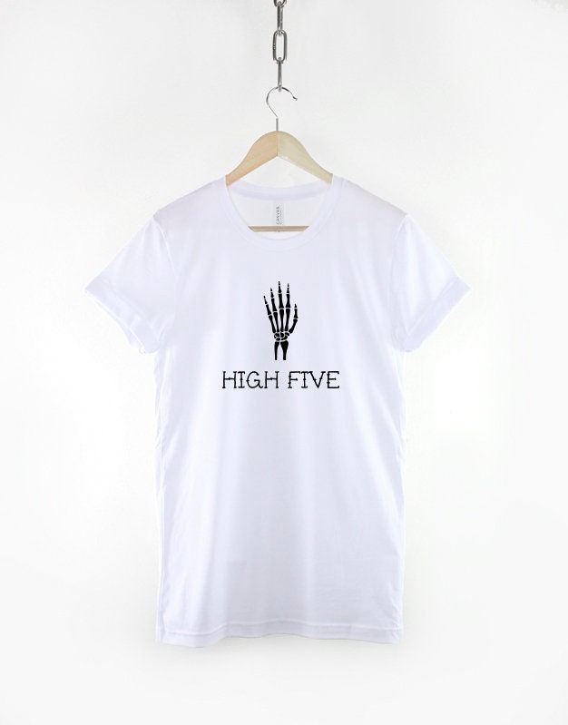 High Five Funny Halloween Shirt - Funny Skeleton Halloween TShirt