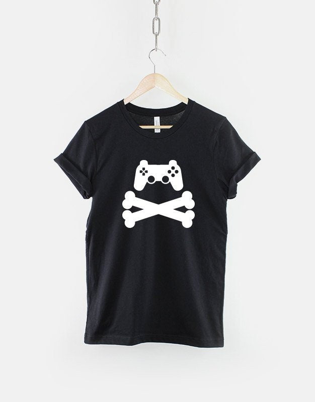 Gamer T-Shirt - Game Pad Cross Bones Gaming TShirt