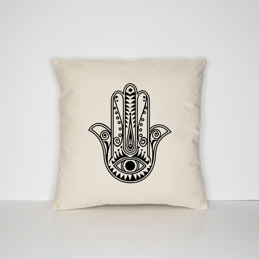Evil Eye Hamsa Pillow - Fatima Hand Of Hamsa Decor - Hand Of Fatima Cushion