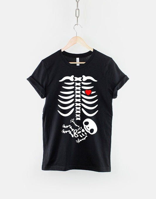 Halloween Pregnancy Announcement Pregnant Skeleton Shirt - Halloween Maternity Shirt