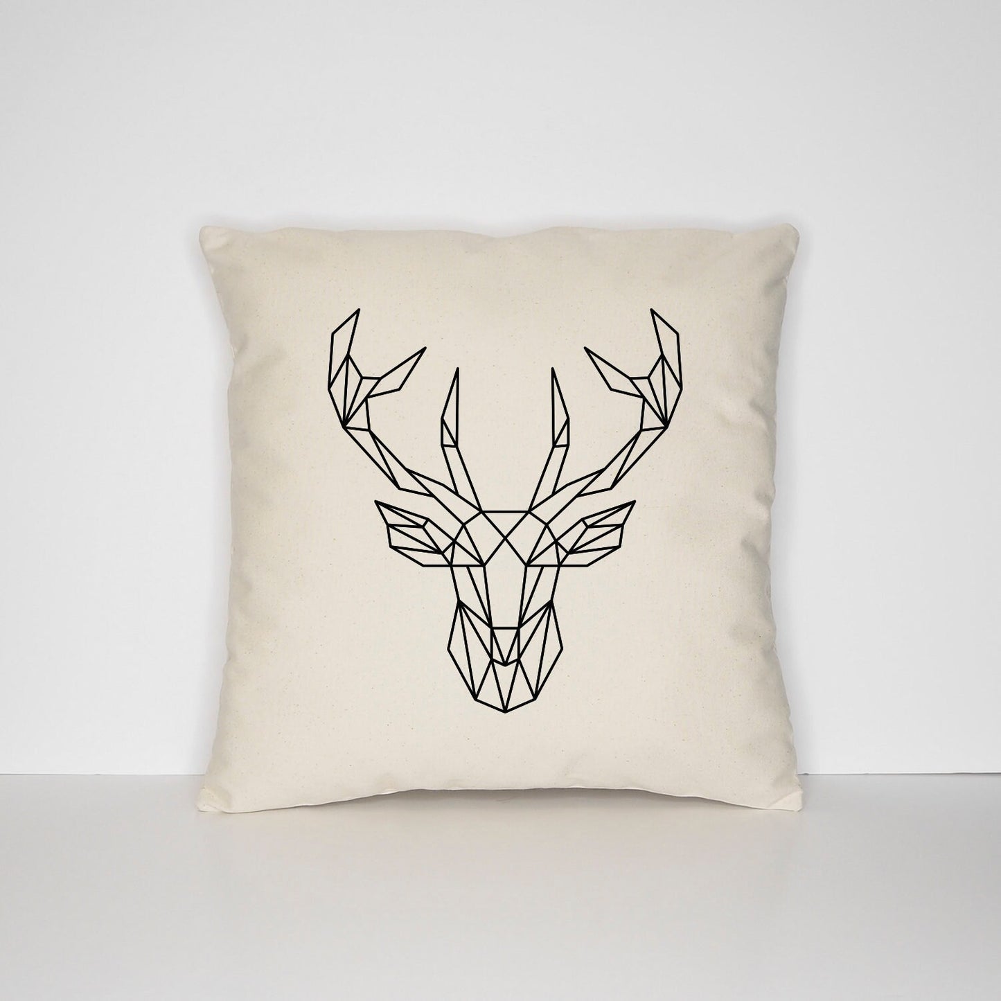 Geometric Deer Head Pillow - Geometric Stag Animal Art Cushion