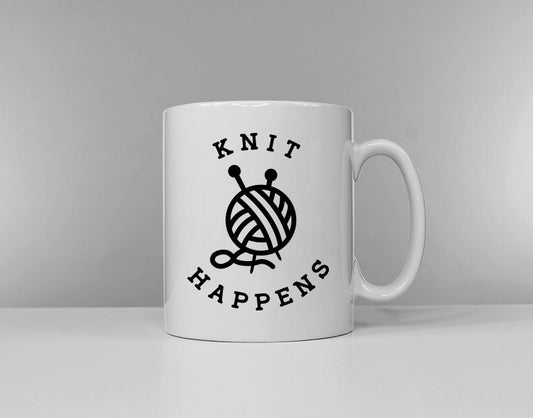 Knit Happens Mug - Grandma Knitting Coffee Mug - Nan Knitting Tea Cup Gift