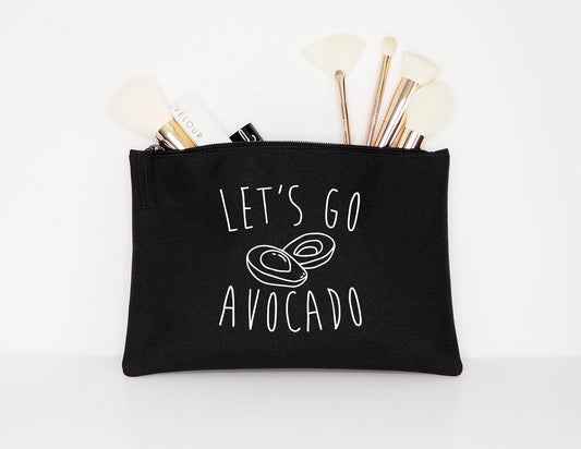 Let's Go Avocado Makeup Bag - Vegan Vegetarian Foodie Cosmetic Gift Bag - Avocado Lover MakeUp Organizer