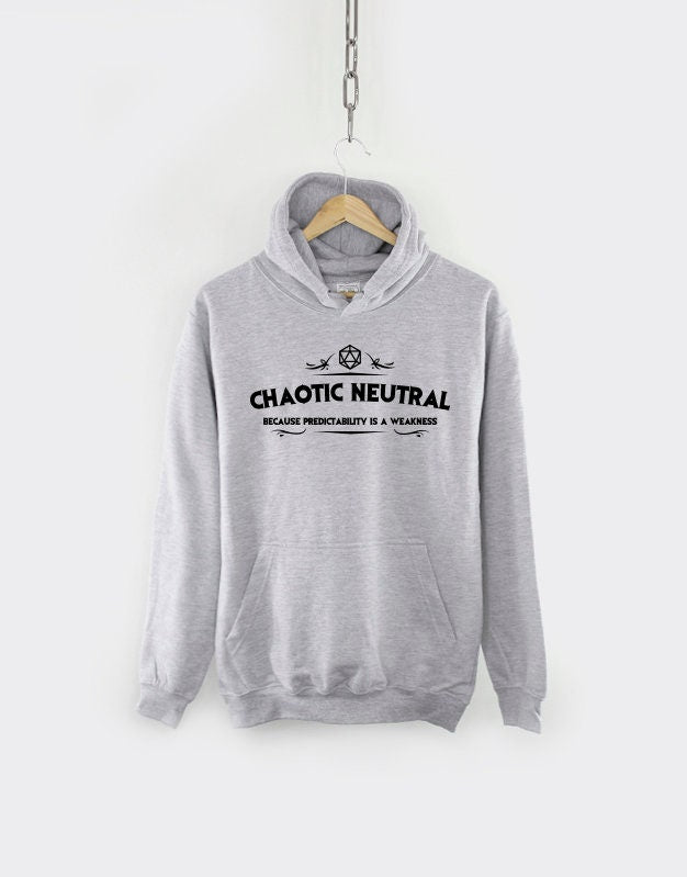 Kids Dungeons And Dragons Inspired Hoodie - Chaotic Neutral Alignment - RPG Gamer Themed Gift