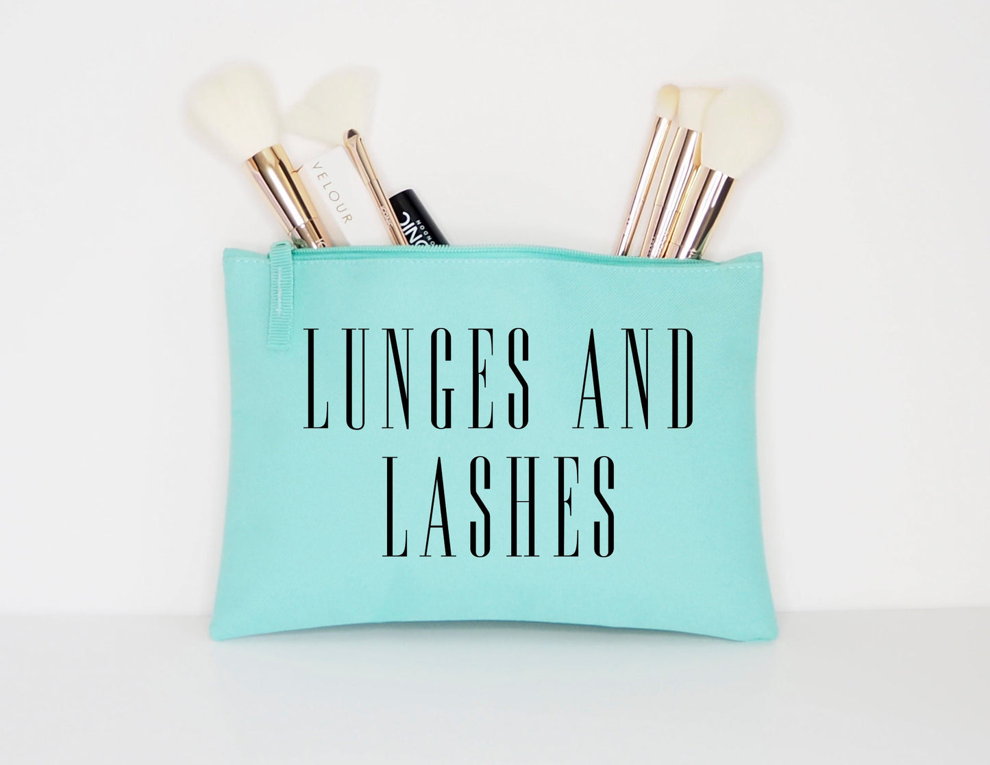 Makeup Bag - Lashes and Lunges Cosmetic Pouch - Make Up Accessories Organizer - MUA Gift For Her