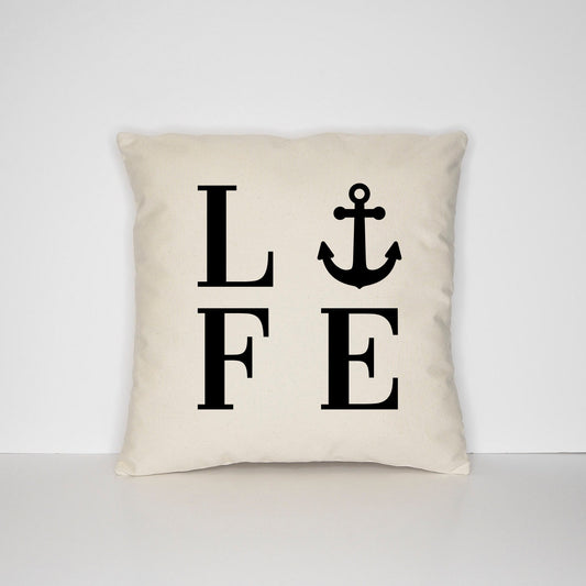 Nautical Life Anchor Decal Cushion Cover - Beach House Throw Pillow Decor - Housewarming Gift
