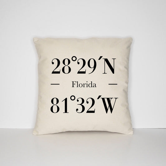 Personalized Wedding Coordinates Pillow - Cotton 2nd Anniversary Gift