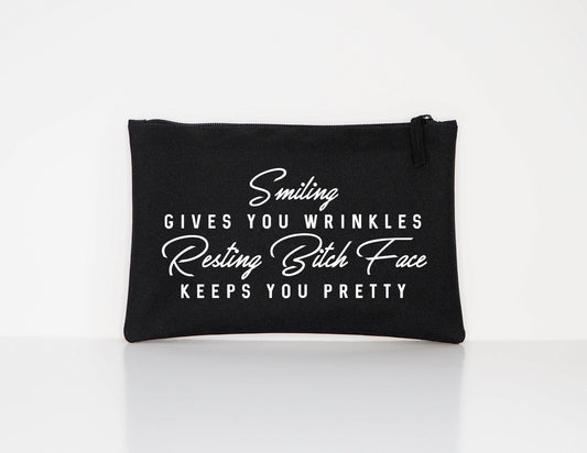 Makeup Bag - Cosmetic Bag - Makeup Artist Gift - Resting Bitch Face Keeps You Pretty - Makeup Cosmetic Accessory Pouch - Gift For Her