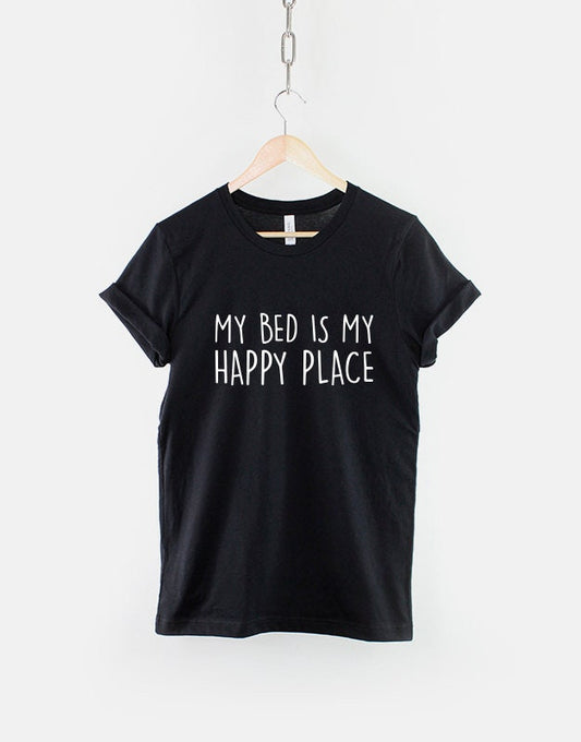 Sleep Shirt - My Bed Is My Happy Place Tired Sleeping T-Shirt