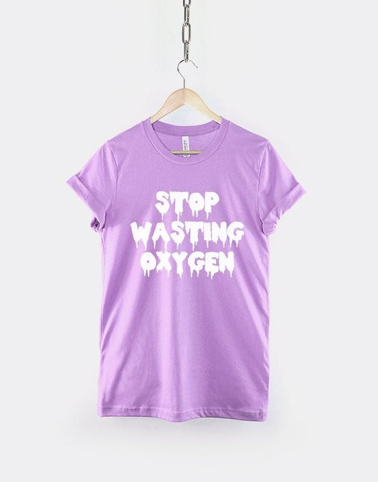 Pastel Goth Shirt - Stop Wasting Oxygen Pastel Goth Clothing Mint Orchid Purple Light Pink Blue Clothing T-Shirt