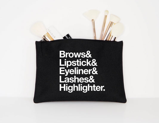 Brows Lipstick Eyeliner Lashes Highlighter Makeup Cosmetic Accessory Pouch