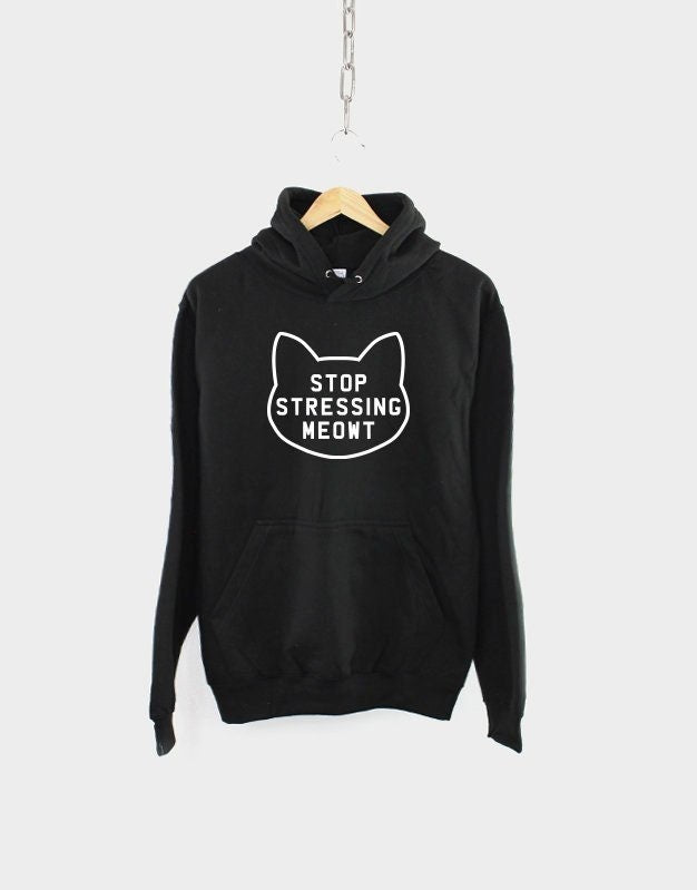 Kids Stop Stressing Meowt Cat Hoodie - Childrens Cats Sweatshirt Hoody