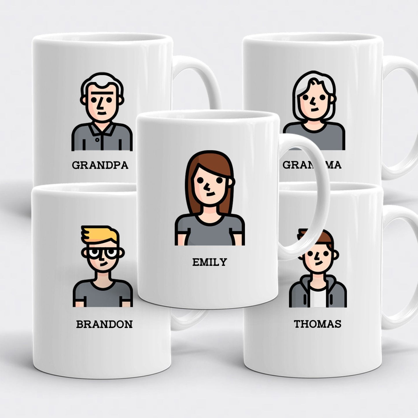 Personalized Character Mug Set - Custom Family Characters Mugs