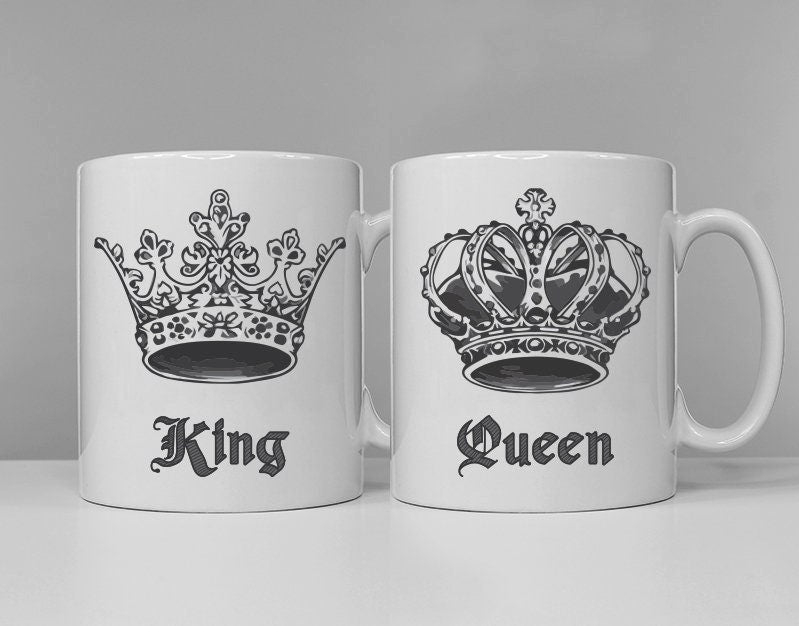 King and Queen Couples Mug Set - Wedding Gift - Valentines Day