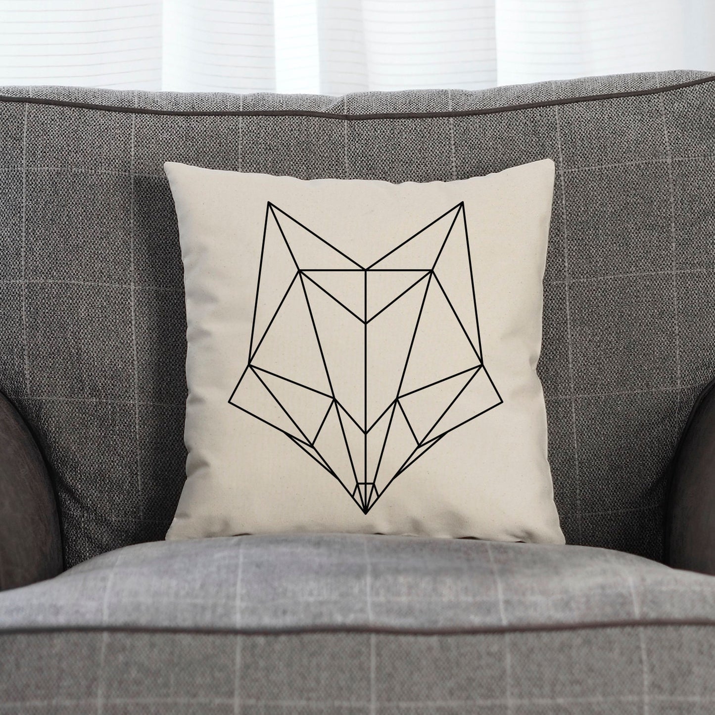 Geometric Fox Head Pillow - Geometric Wild Animal Art Cushion