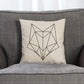 Geometric Fox Head Pillow - Geometric Wild Animal Art Cushion