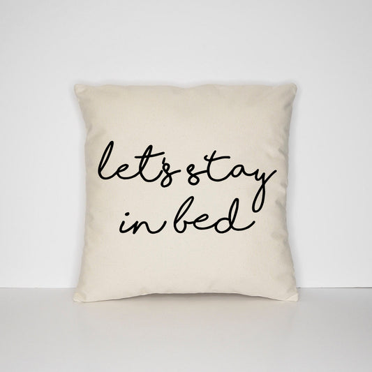 Let's Stay In Bed Pillow - Best Friends Housewarming Gift - Lazy Binge Watching Boxsets Television Cushion