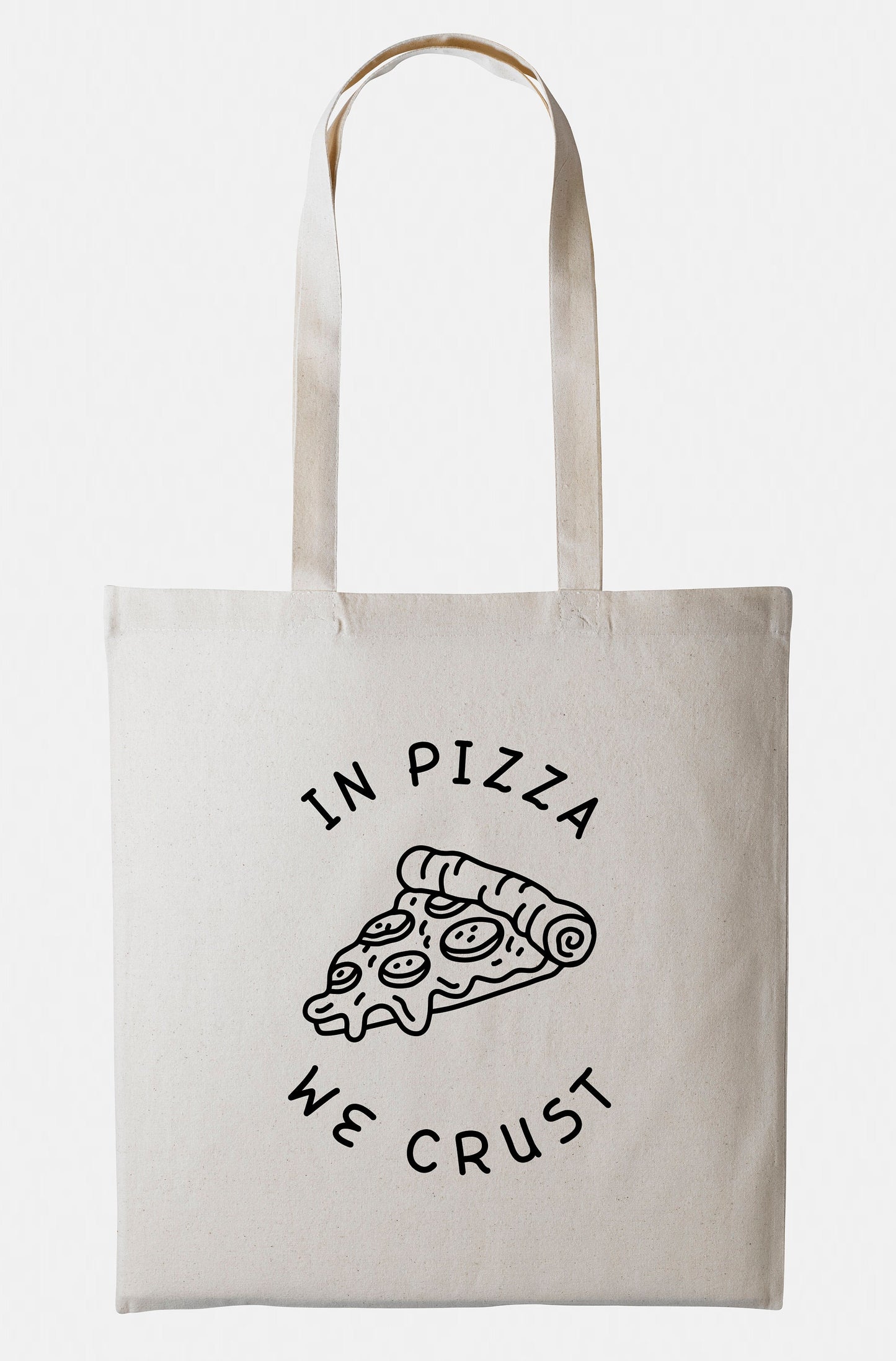 Pizza Tote Bag - Shopping Bag - In Pizza We Crust - Vegan Pizza Lover - Market Bag - Grocery Bag - Reusable Bag - Womens Bag - Girls Bag