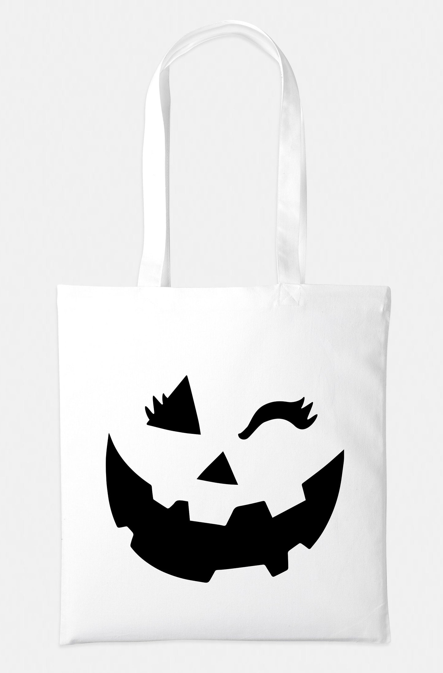 Kids Halloween Winking Girl Pumpkin Trick Or Treat Tote Bag