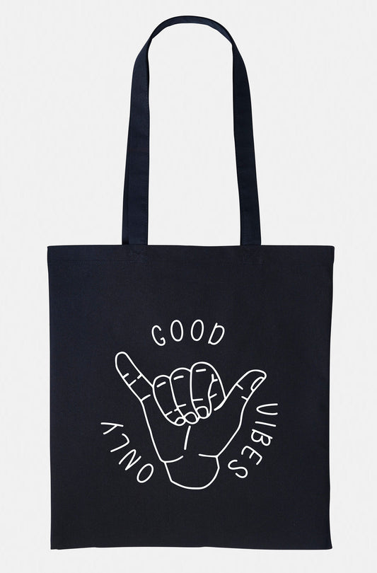 Good Vibes Only Tote Bag - Reusable Market Grocery Shopping Bag