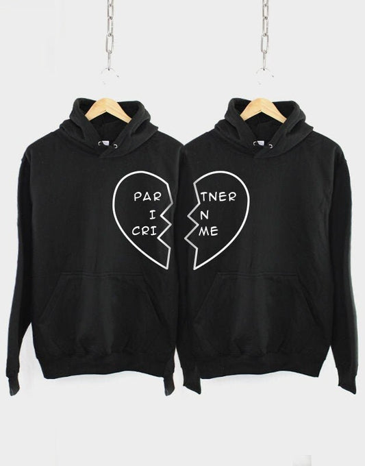 Best Friend Hoodies - Best Friend Hoodie - Best Friend Gift - Best Friends Shirts - 2 x Partner In Crime Heart Hoody - Twin Pack