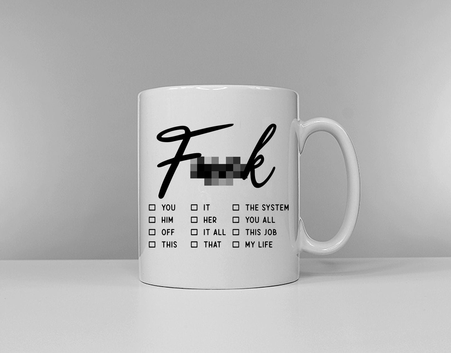 F**k Check List Mug - Funny Swearing Office Coffee Mug