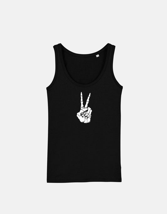 Skeleton Peace Hand Tank Top - Grunge Rock Goth Emo Vest