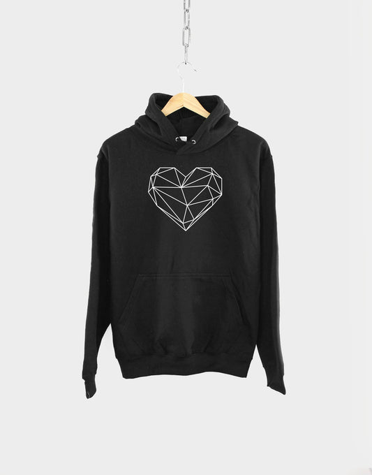 Geometric Heart Symbol Hoodie - Good Vibes Abstract Love Shape Sweatshirt