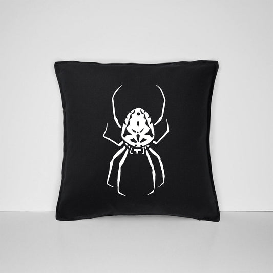 Goth Spider Print Throw Pillow - Black Gothic Home Decor