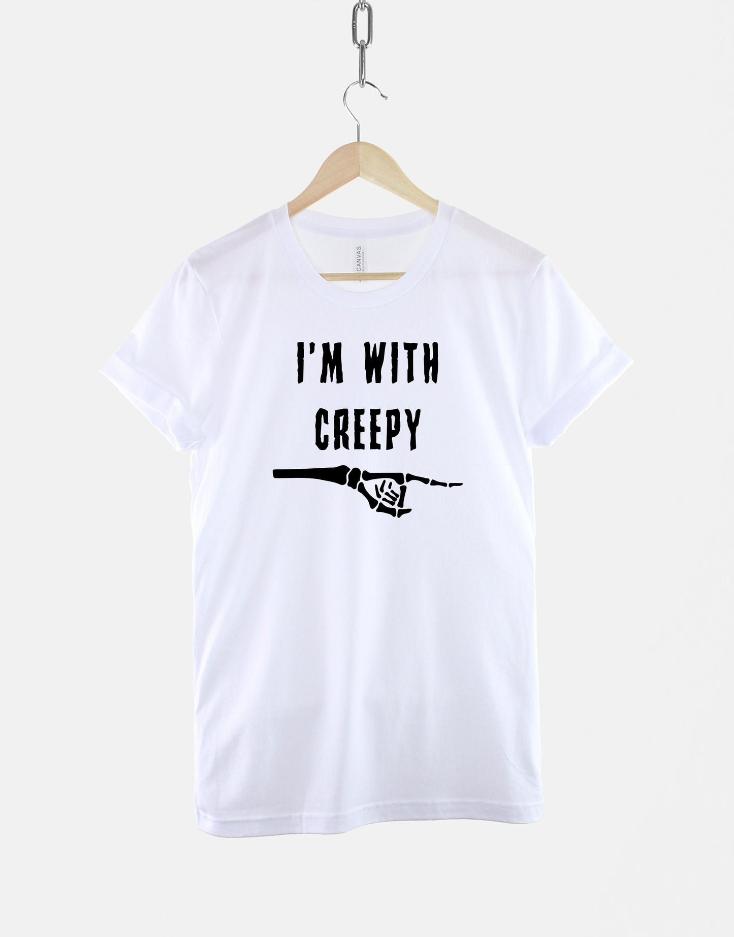 I'm With Creepy Halloween TShirt - Funny Skeleton Hand T Shirt