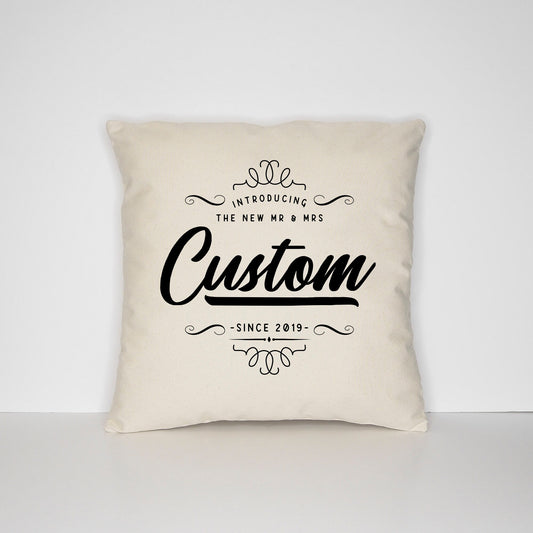 Personalized Engagement Wedding Pillow - Custom Newlywed Gift - Cotton Anniversary Present