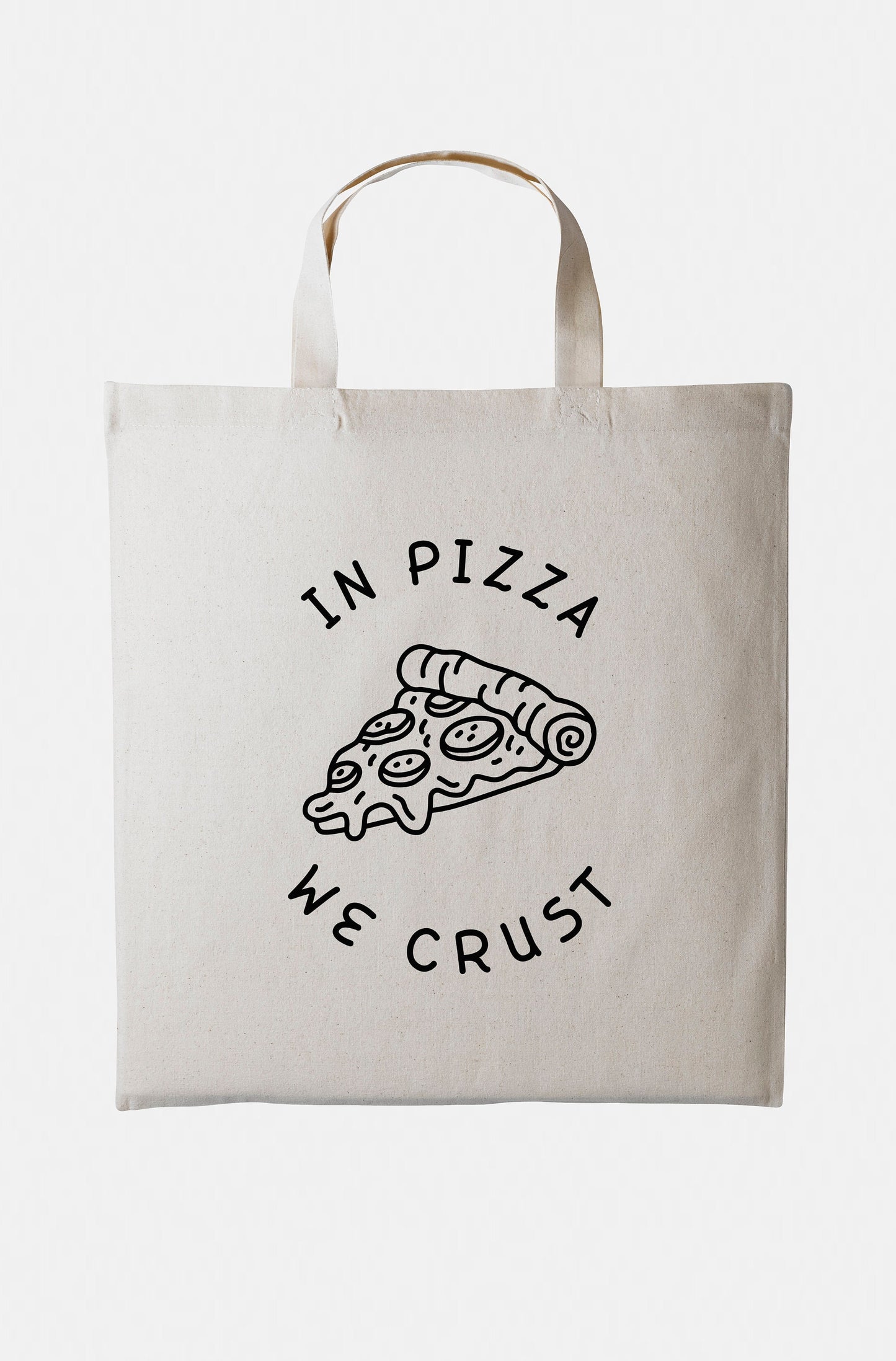 Pizza Tote Bag - Shopping Bag - In Pizza We Crust - Vegan Pizza Lover - Market Bag - Grocery Bag - Reusable Bag - Womens Bag - Girls Bag