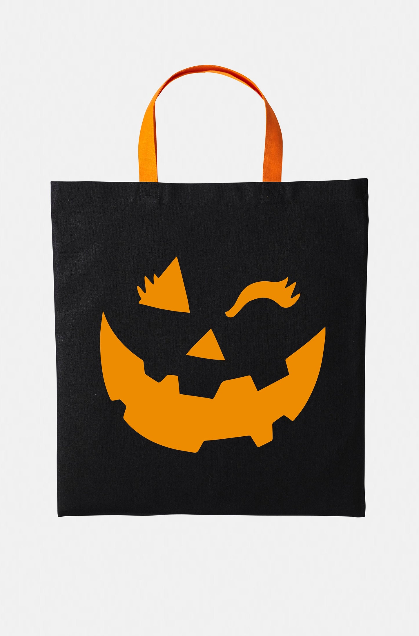 Kids Halloween Winking Girl Pumpkin Trick Or Treat Tote Bag