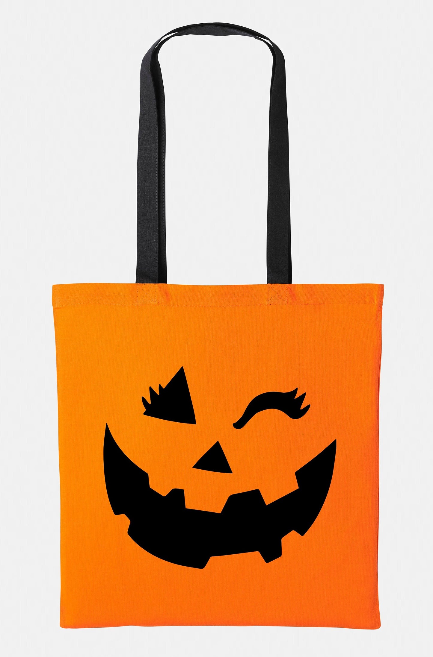 Kids Halloween Winking Girl Pumpkin Trick Or Treat Tote Bag