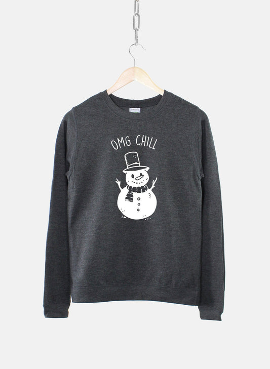 Womens Snowman Sweatshirt - Cute Snow Man Christmas Sweater