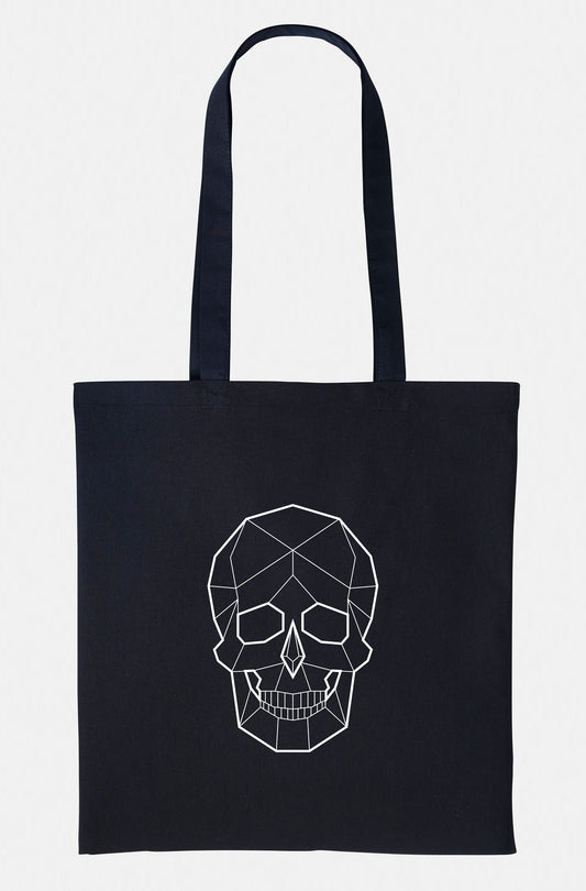 Geometric Skull Tote Bag - Reusable Market Grocery Shopping Bag