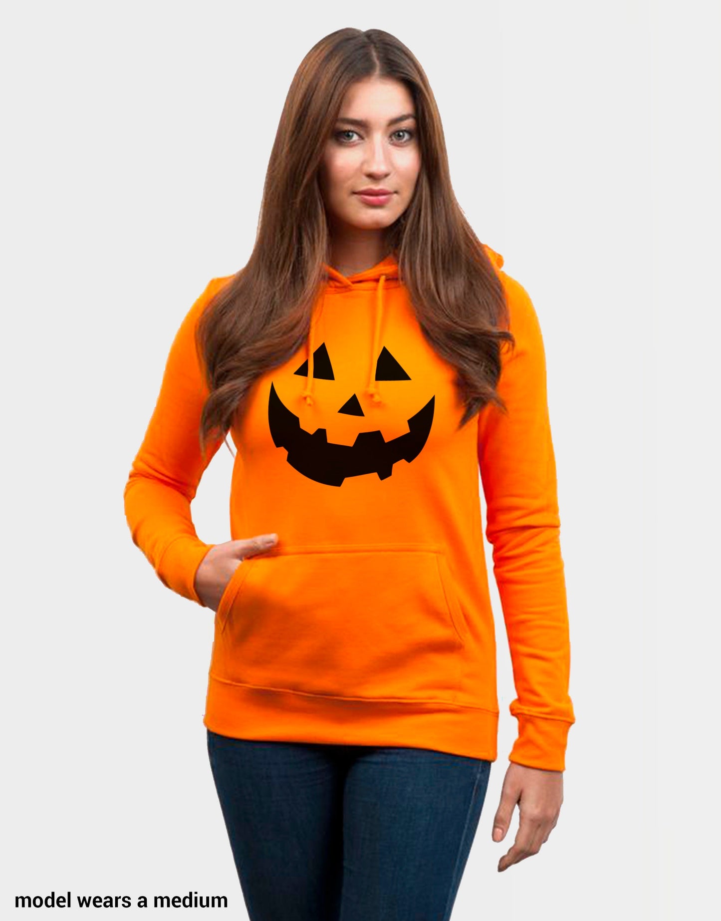 Orange Pumpkin Face Halloween Hoodie - Halloween Costume Sweatshirt